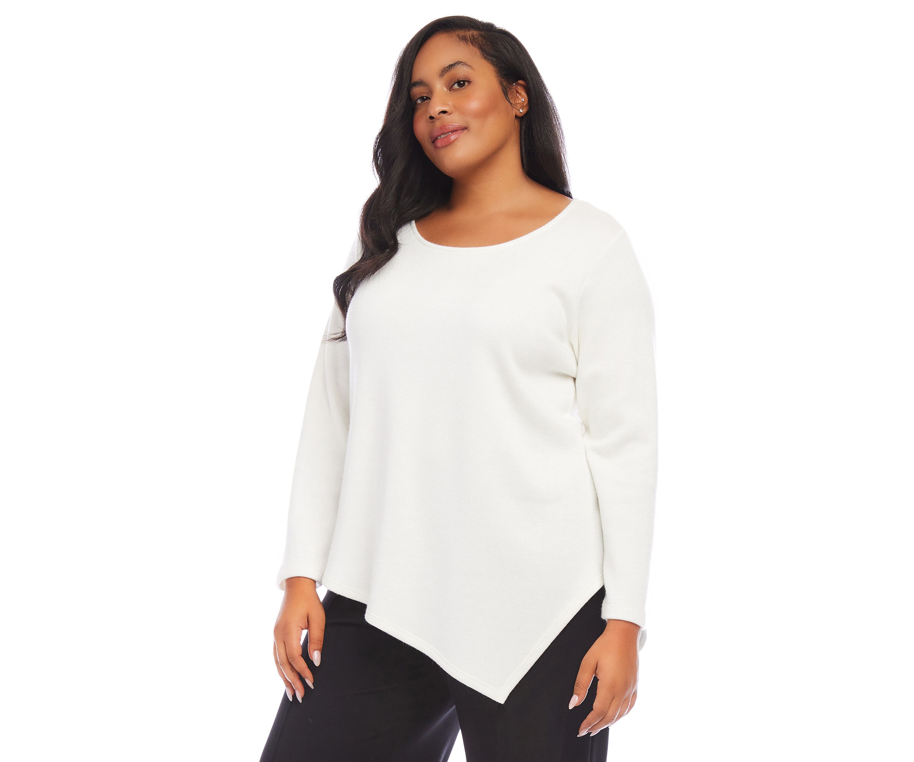Plus Size Long Sleeve Asymmetric Top