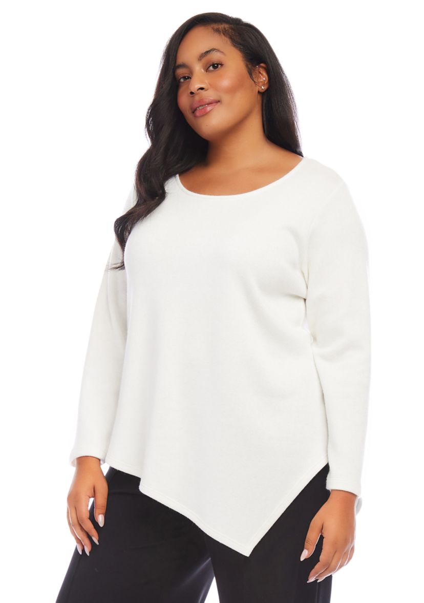 Plus Size Long Sleeve Asymmetric Top