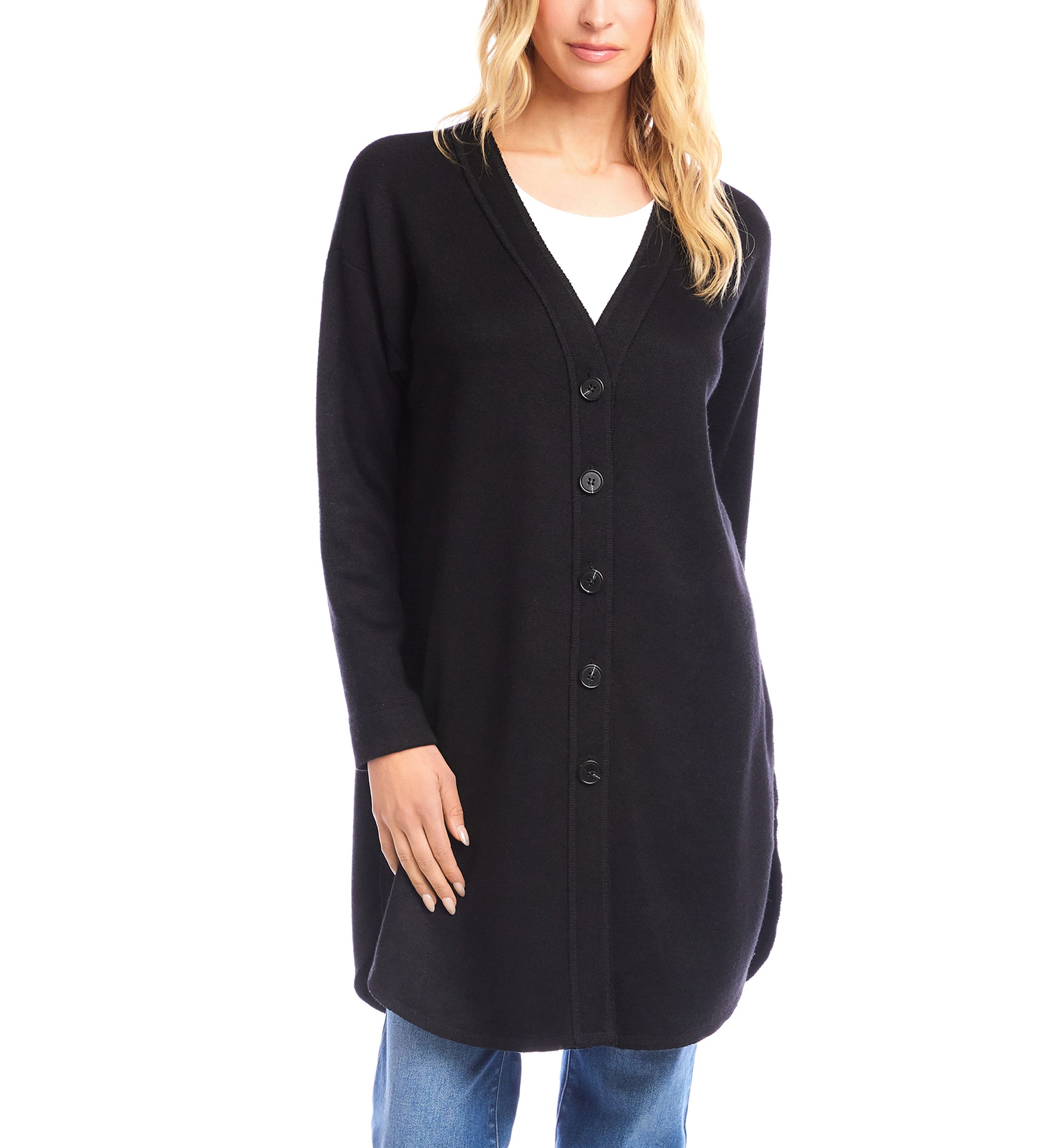 Womens Long Sleeve Shirttail Cardigan