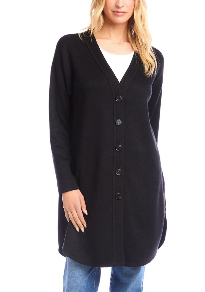 Womens Long Sleeve Shirttail Cardigan