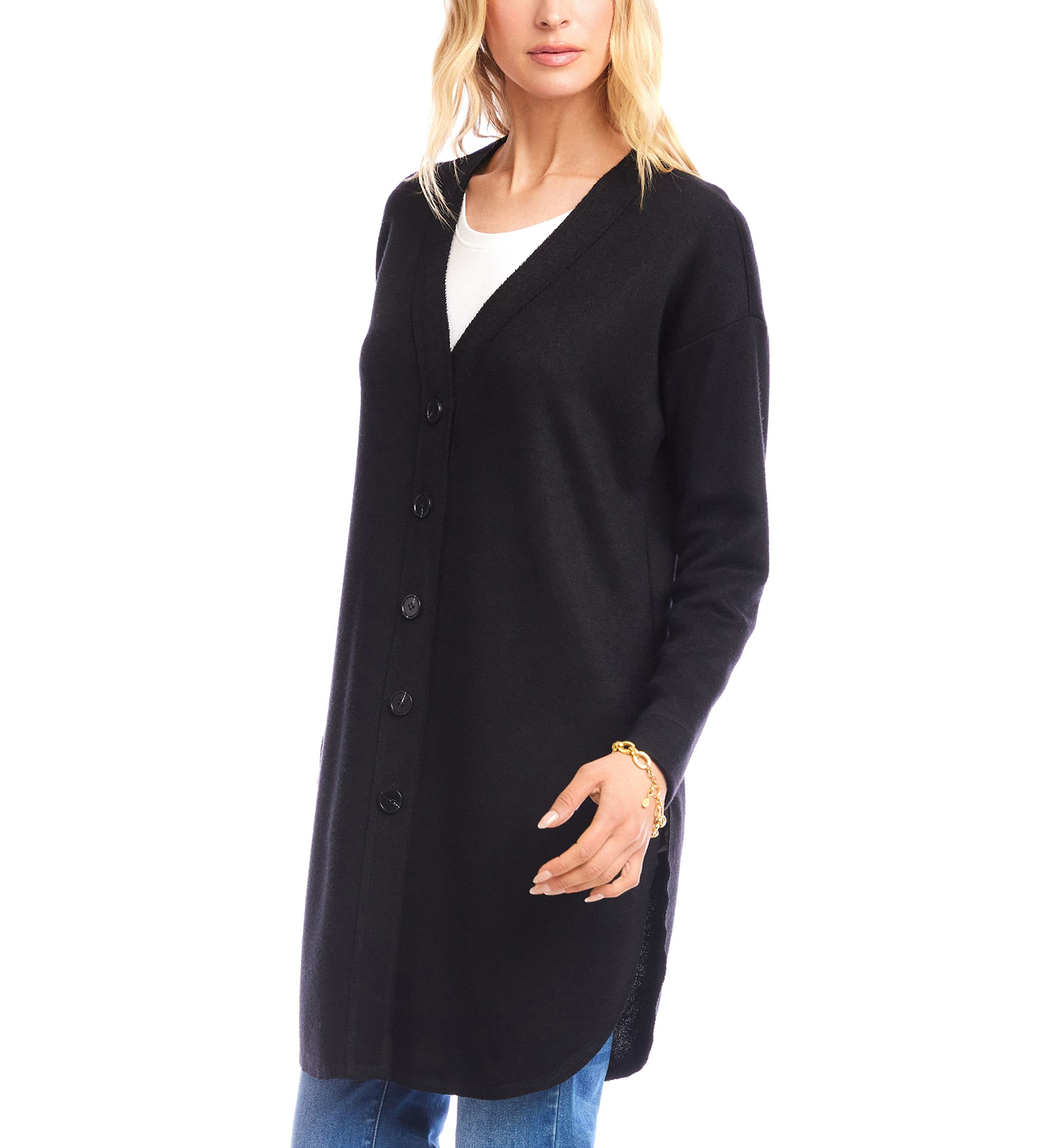 Womens Long Sleeve Shirttail Cardigan