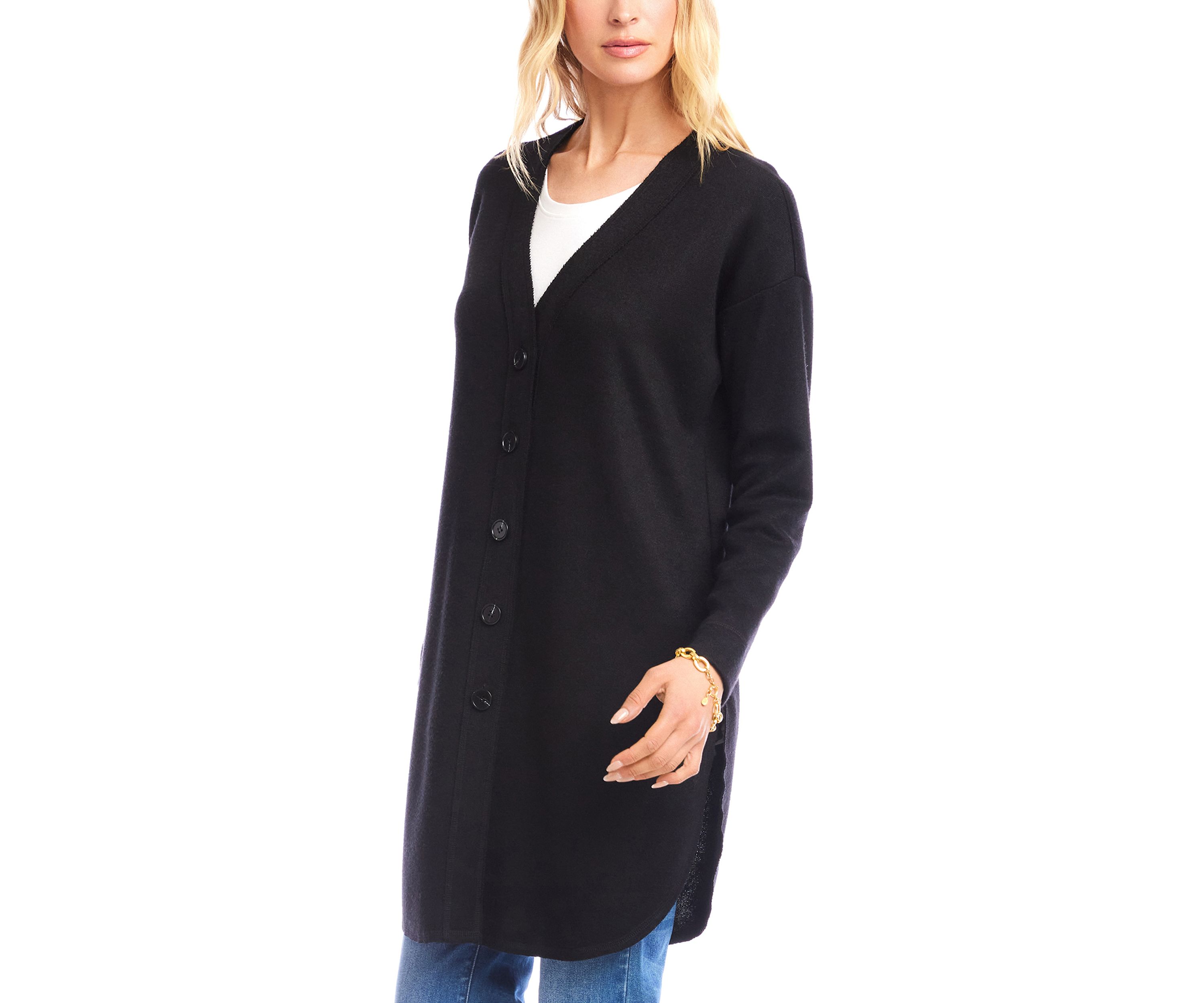 Womens Long Sleeve Shirttail Cardigan