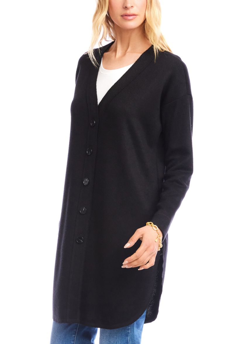 Womens Long Sleeve Shirttail Cardigan