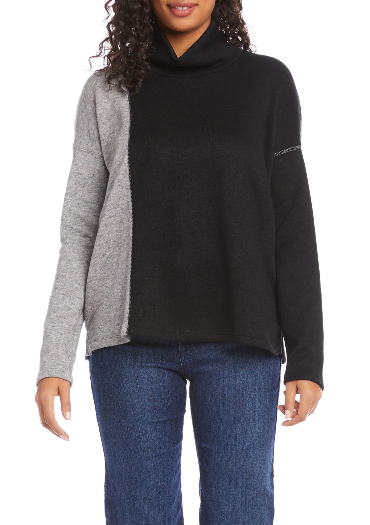 Womens Color Block Sweater