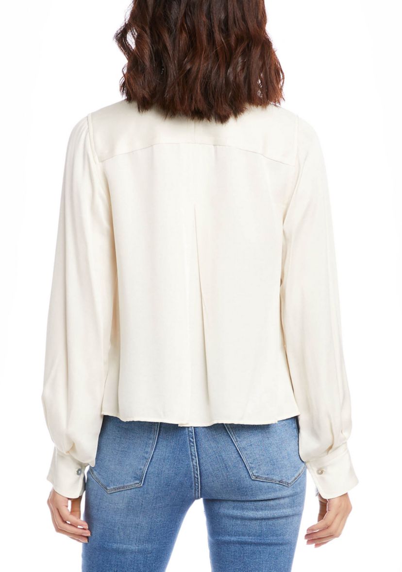 Womens Shirred Blouson Sleeve Top