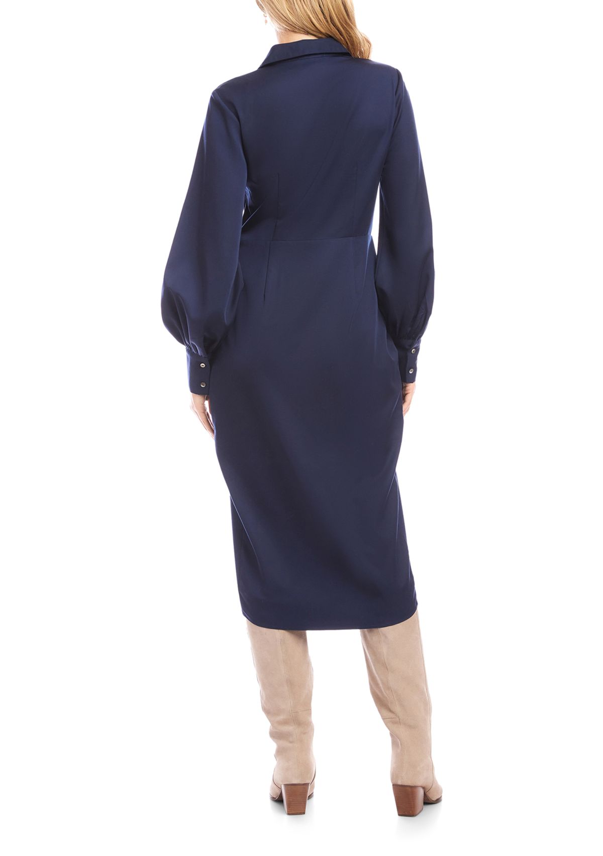 Womens Savannah Twist Front Sateen Midi Dress