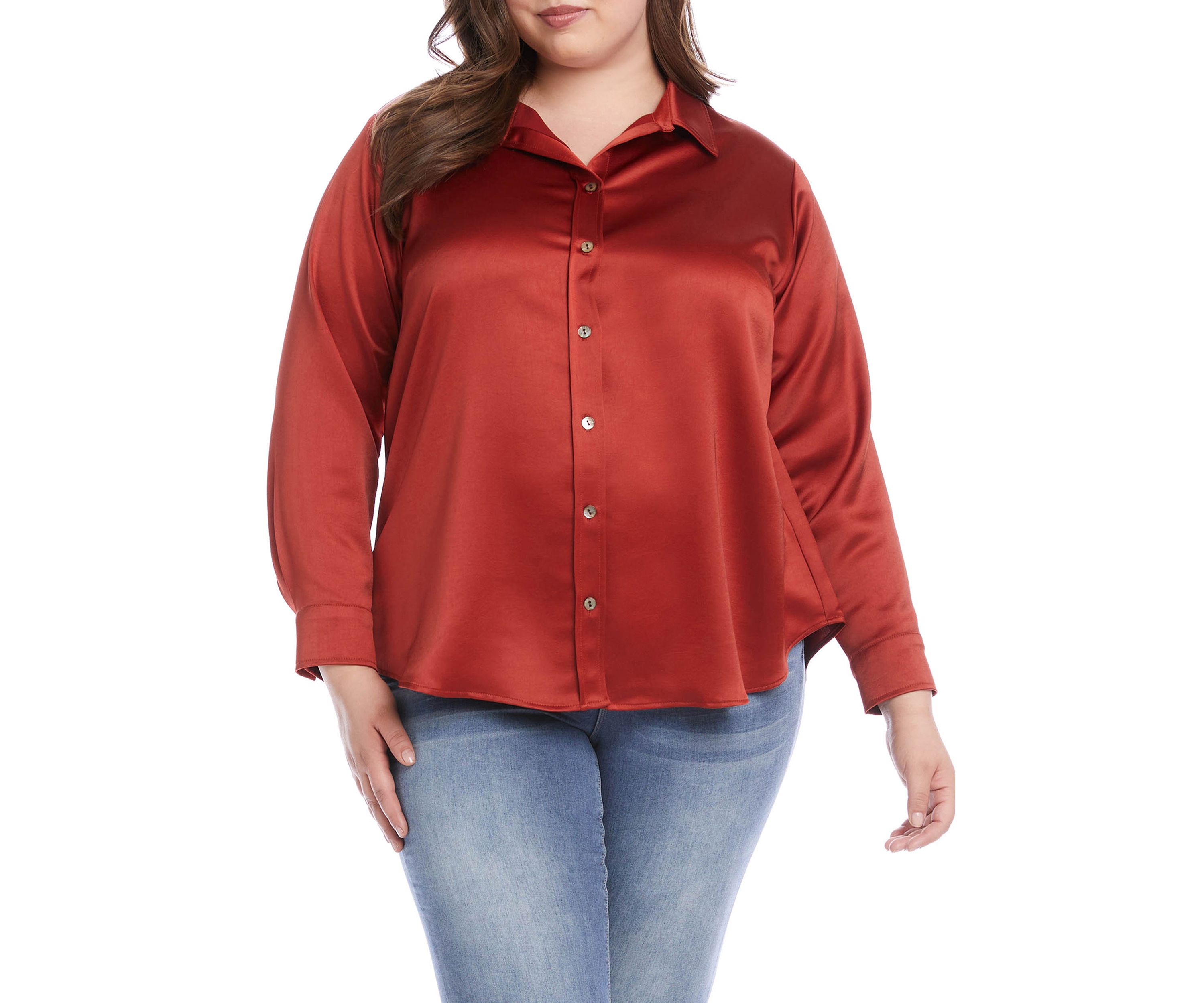 Plus Size Long Sleeve Button Down Shirt