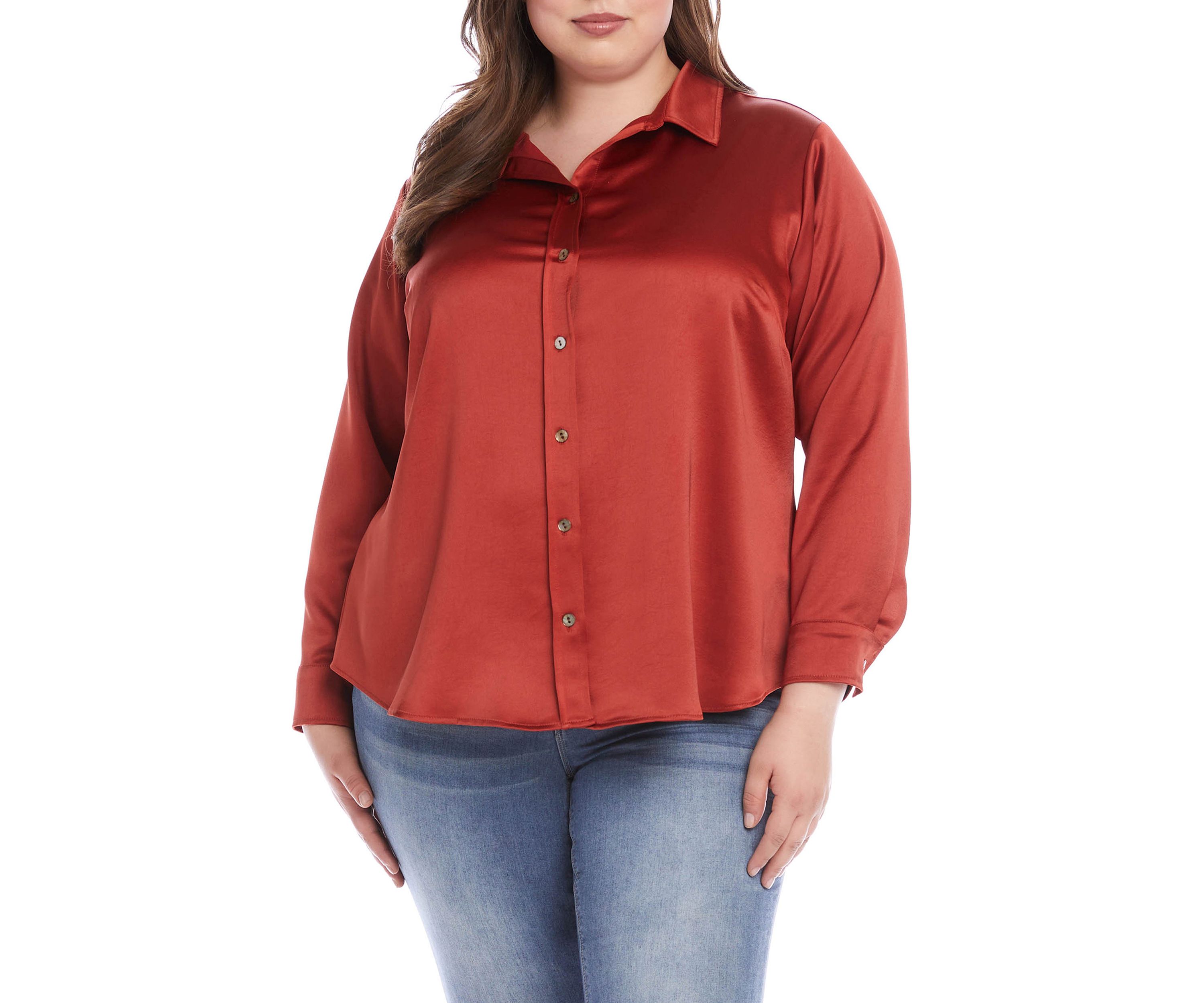Plus Size Long Sleeve Button Down Shirt