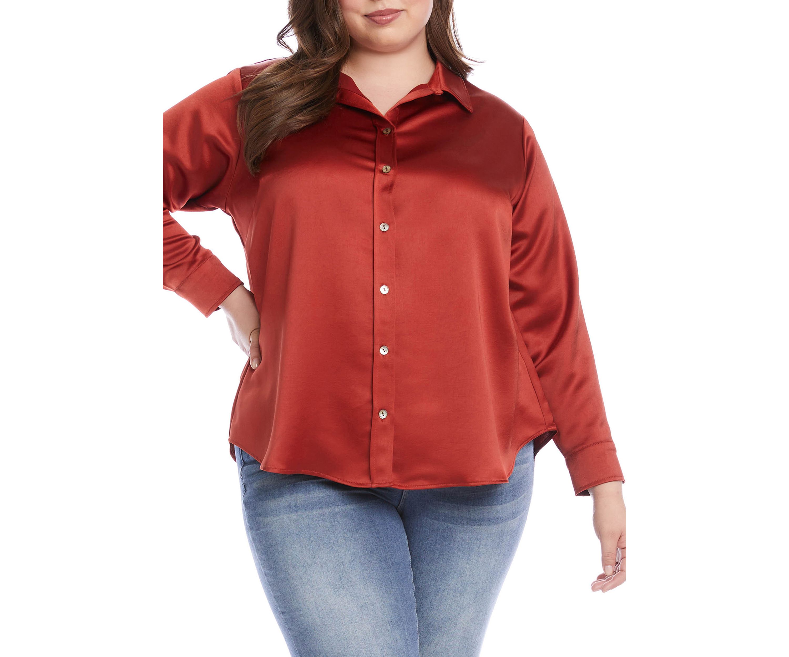 Plus Size Long Sleeve Button Down Shirt