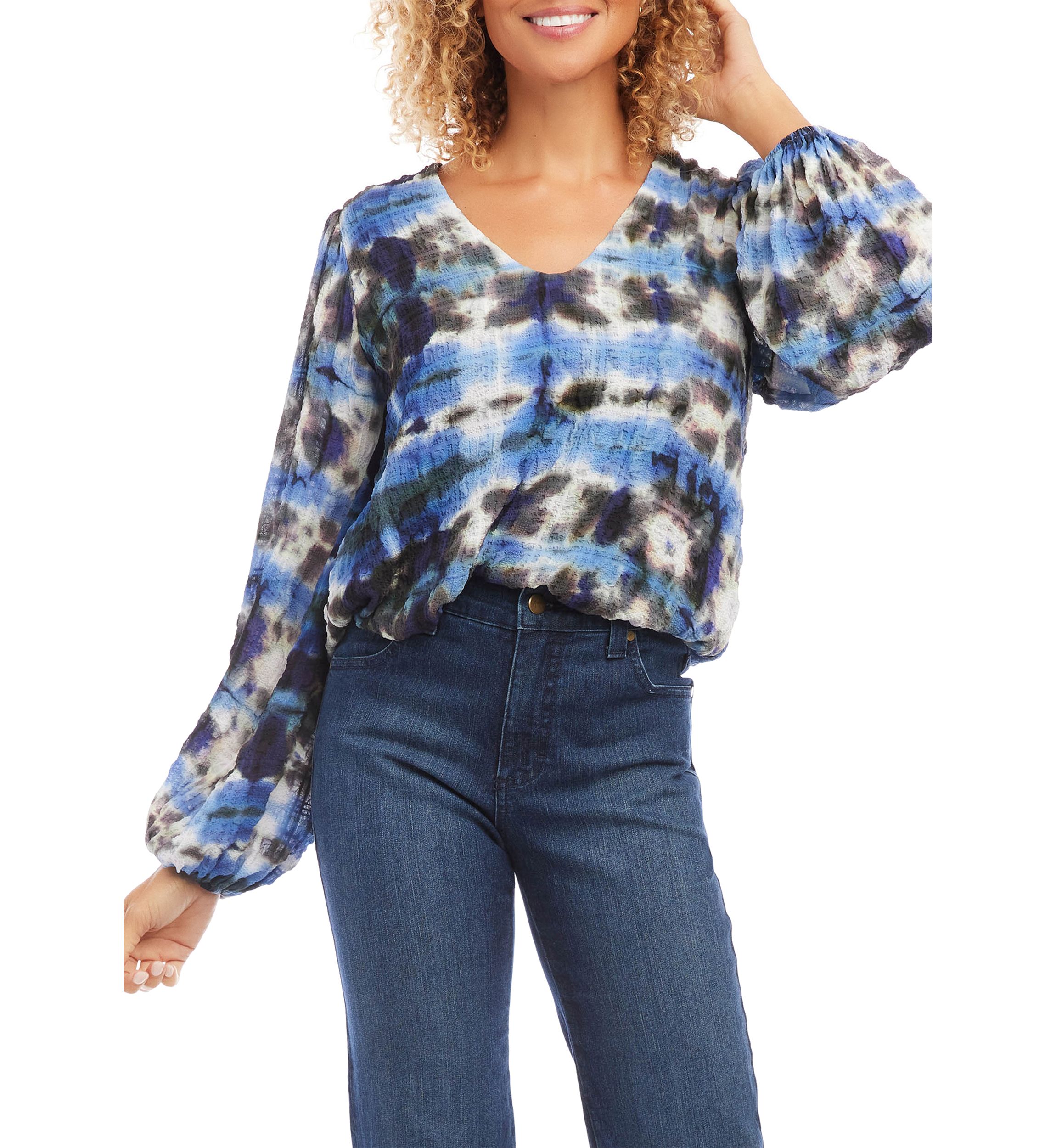 Petite Long Sleeve Blouson Top
