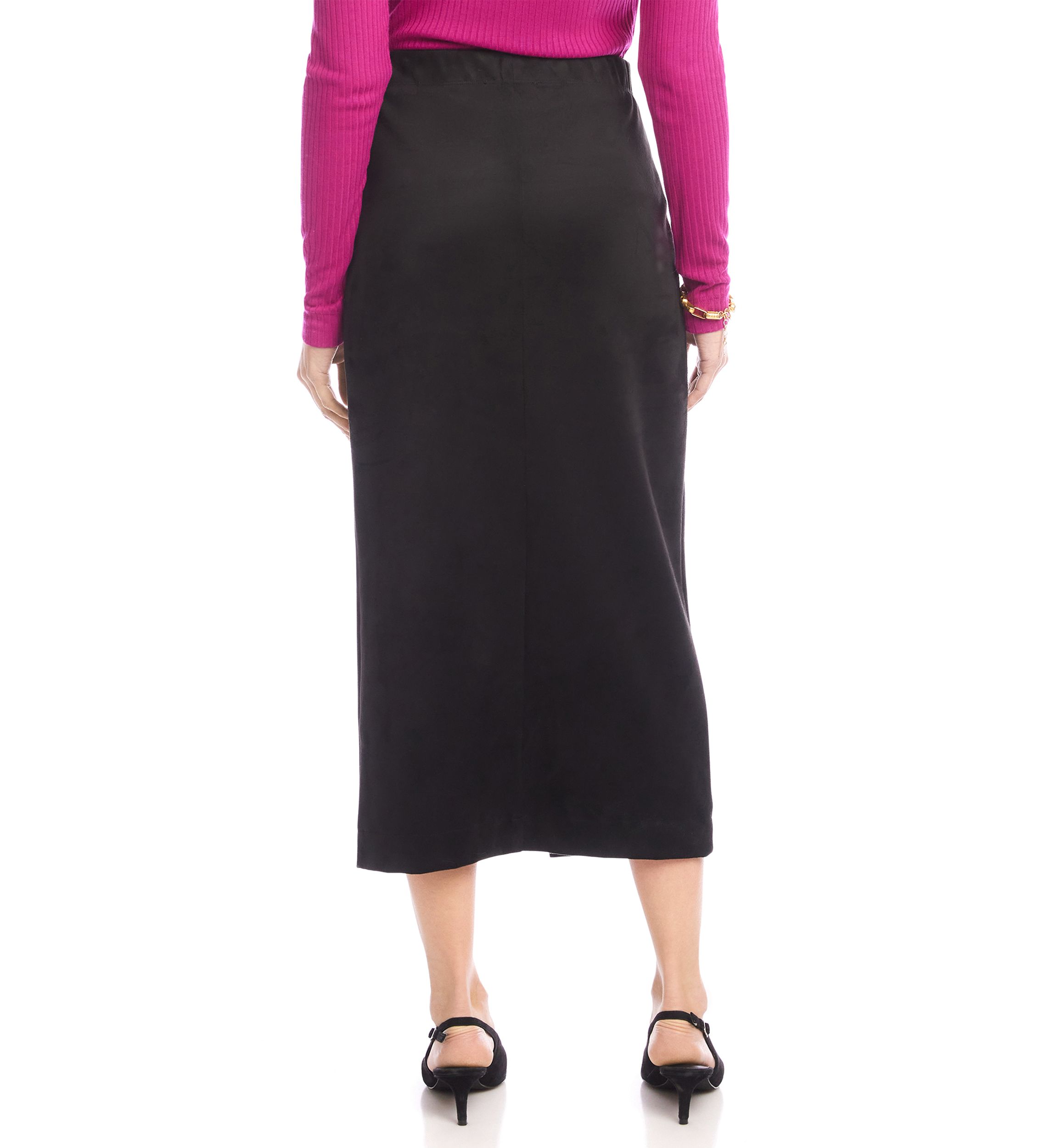 Womens Faux Suede Front Slit Skirt