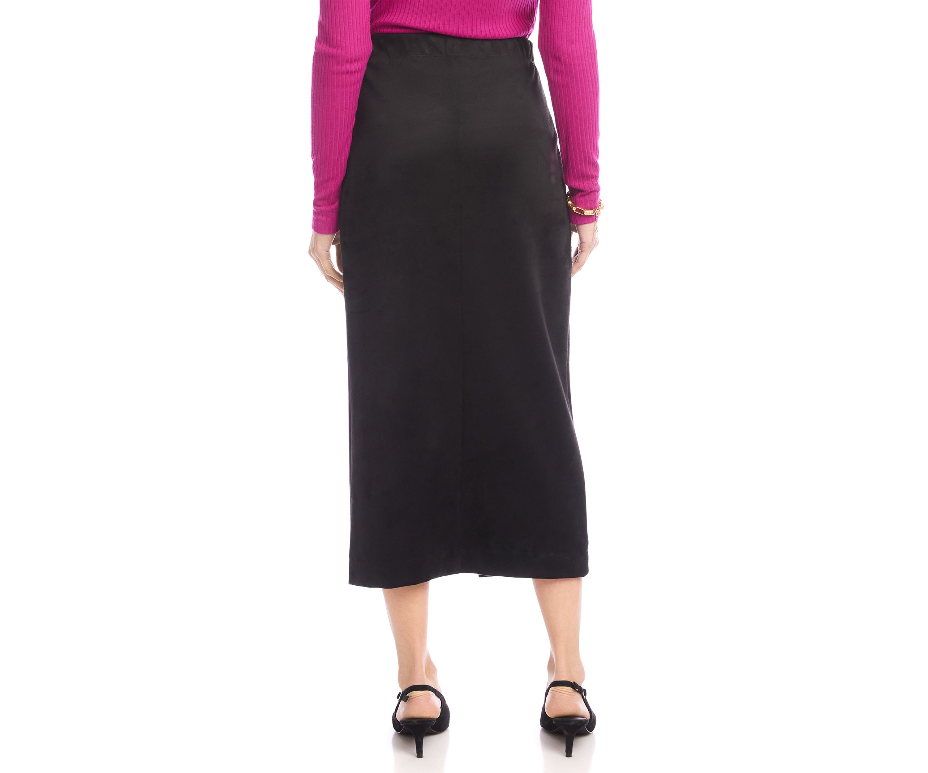 Womens Faux Suede Front Slit Skirt