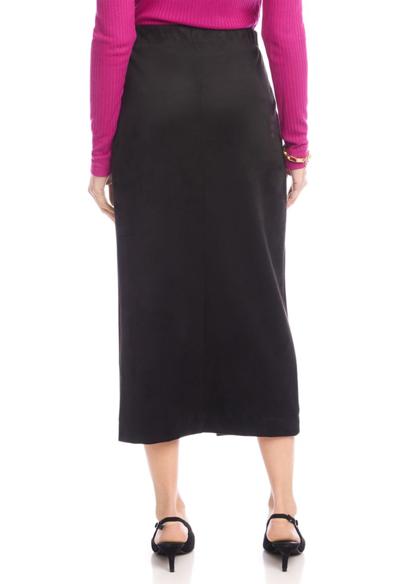 Womens Faux Suede Front Slit Skirt