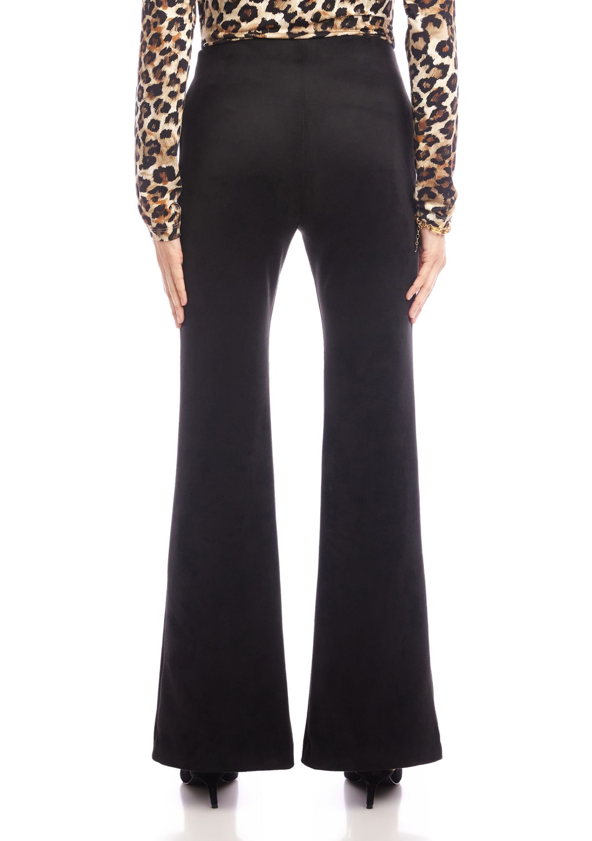 Womens Faux Suede Front Slit Pants