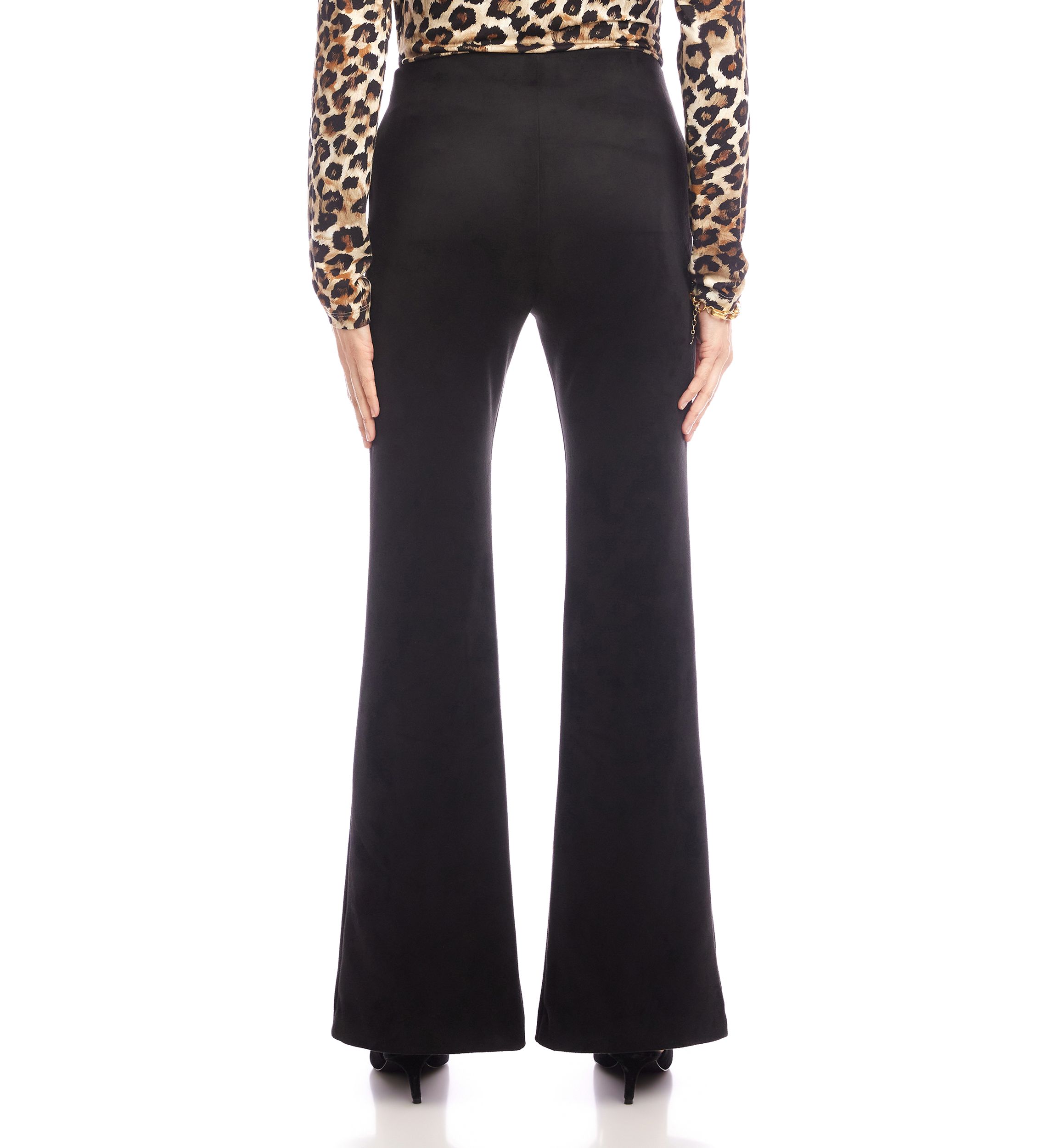 Womens Faux Suede Front Slit Pants