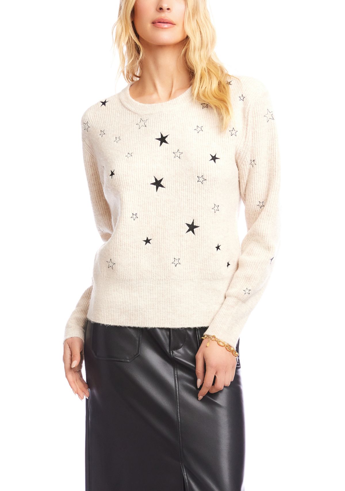 Womens Embroidered Stars Sweater