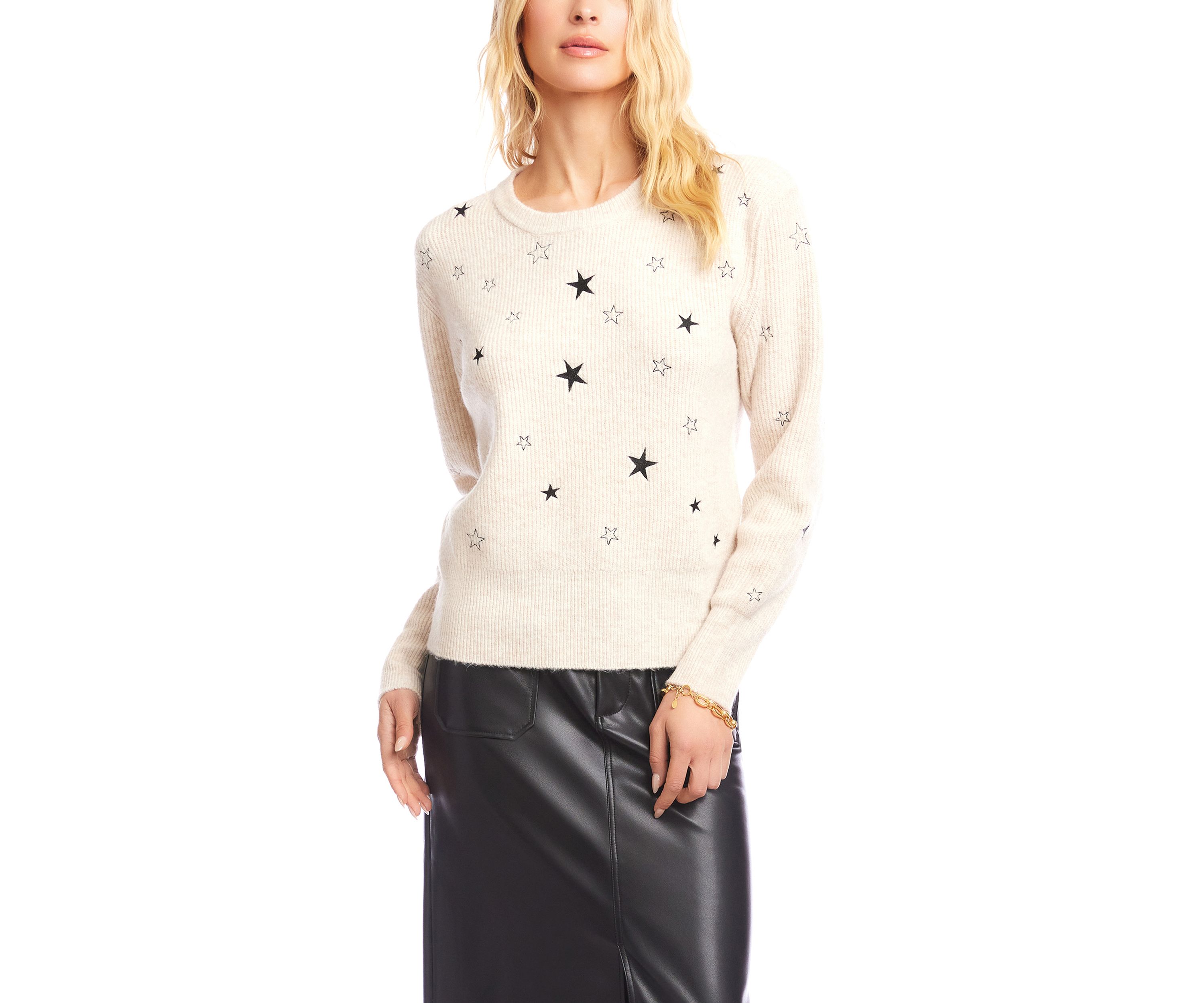 Womens Embroidered Stars Sweater