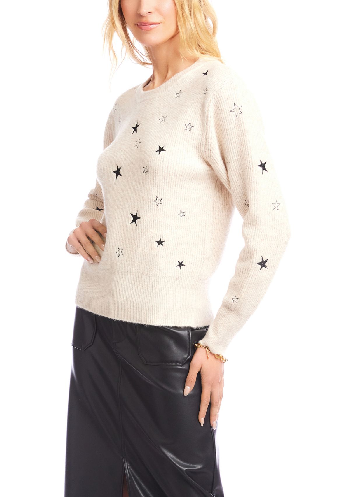 Womens Embroidered Stars Sweater
