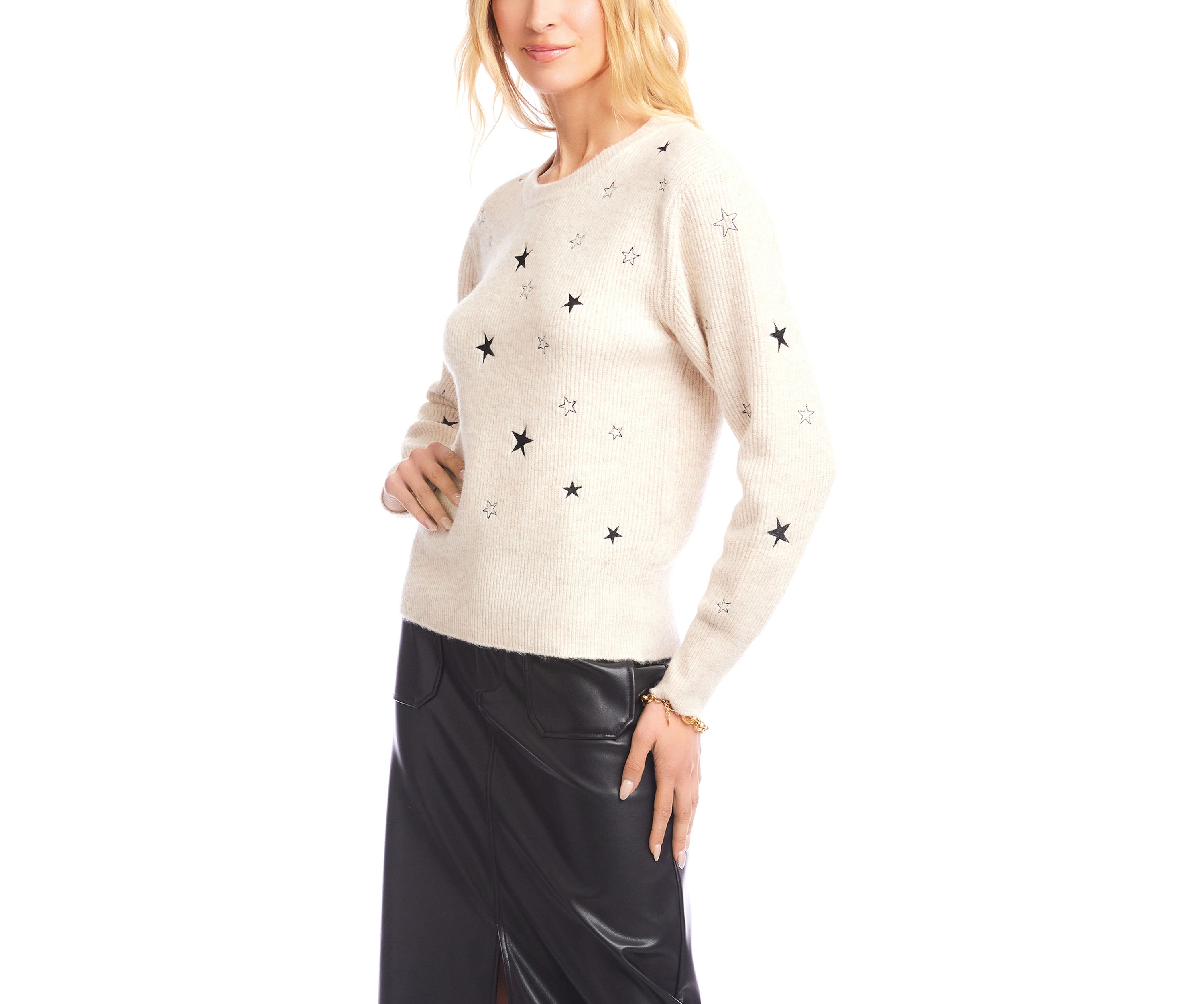 Womens Embroidered Stars Sweater