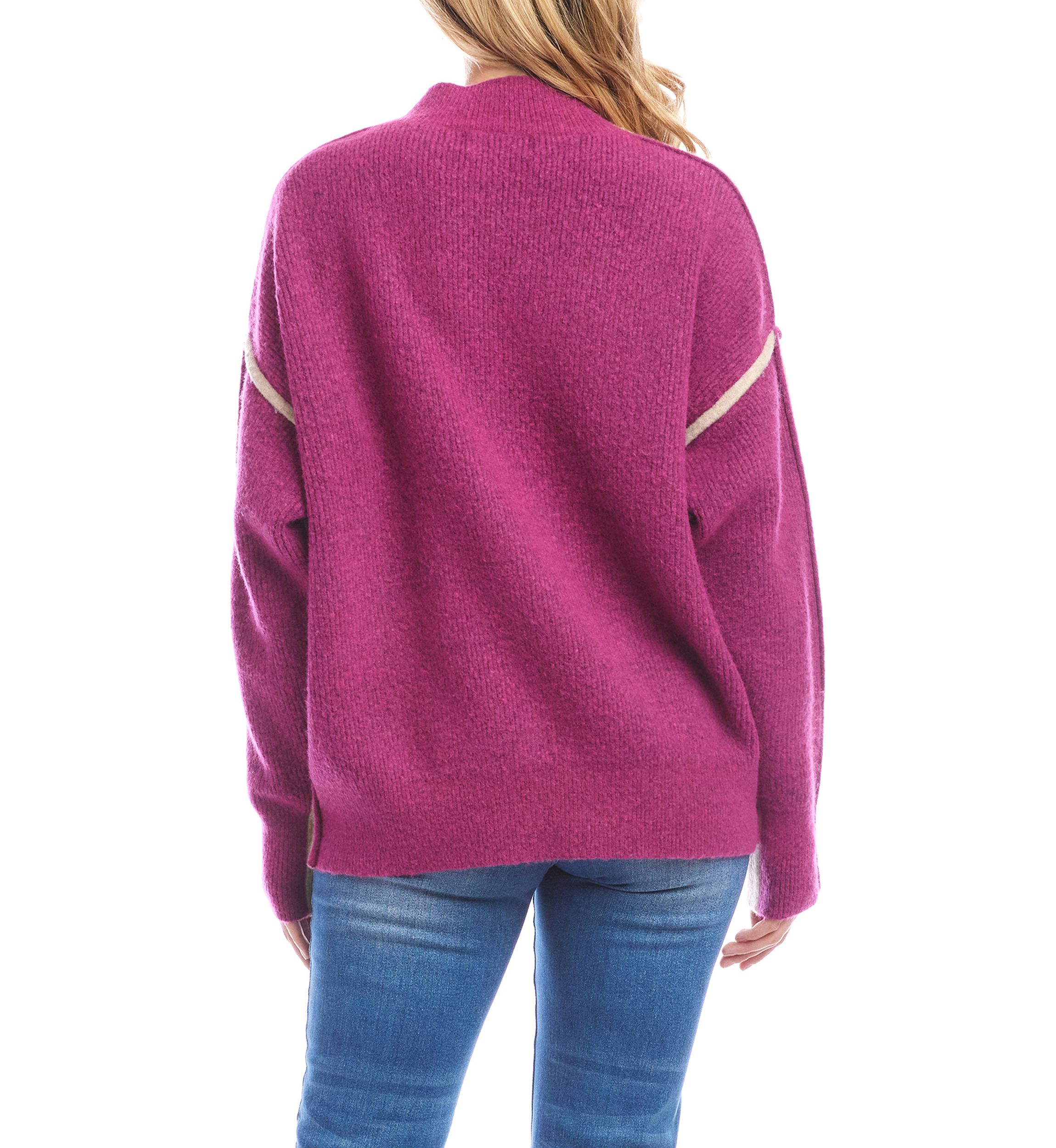Womens Color Block Mock Neck Sweater