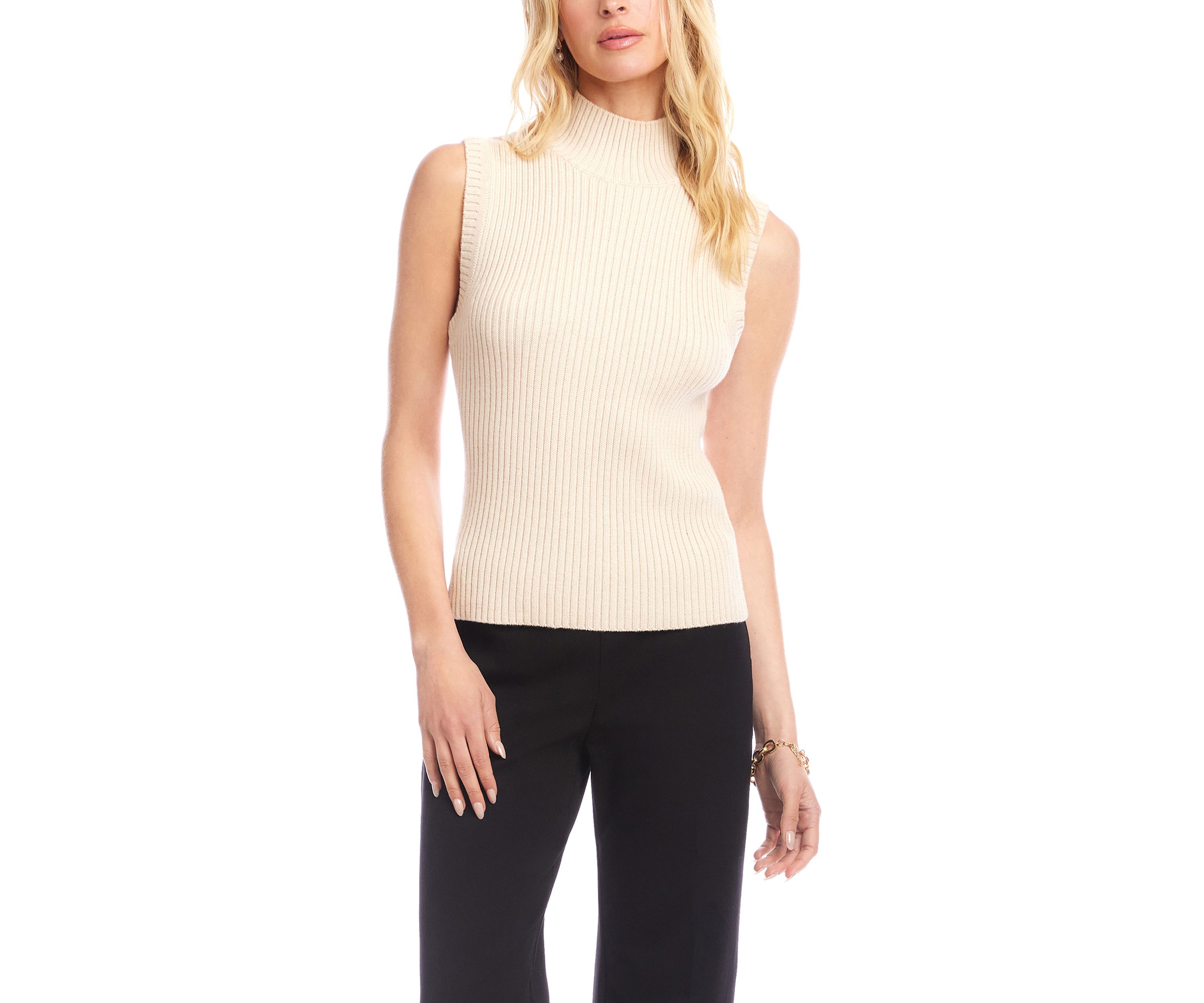 Womens Ribbed Turtleneck Sweater Tank