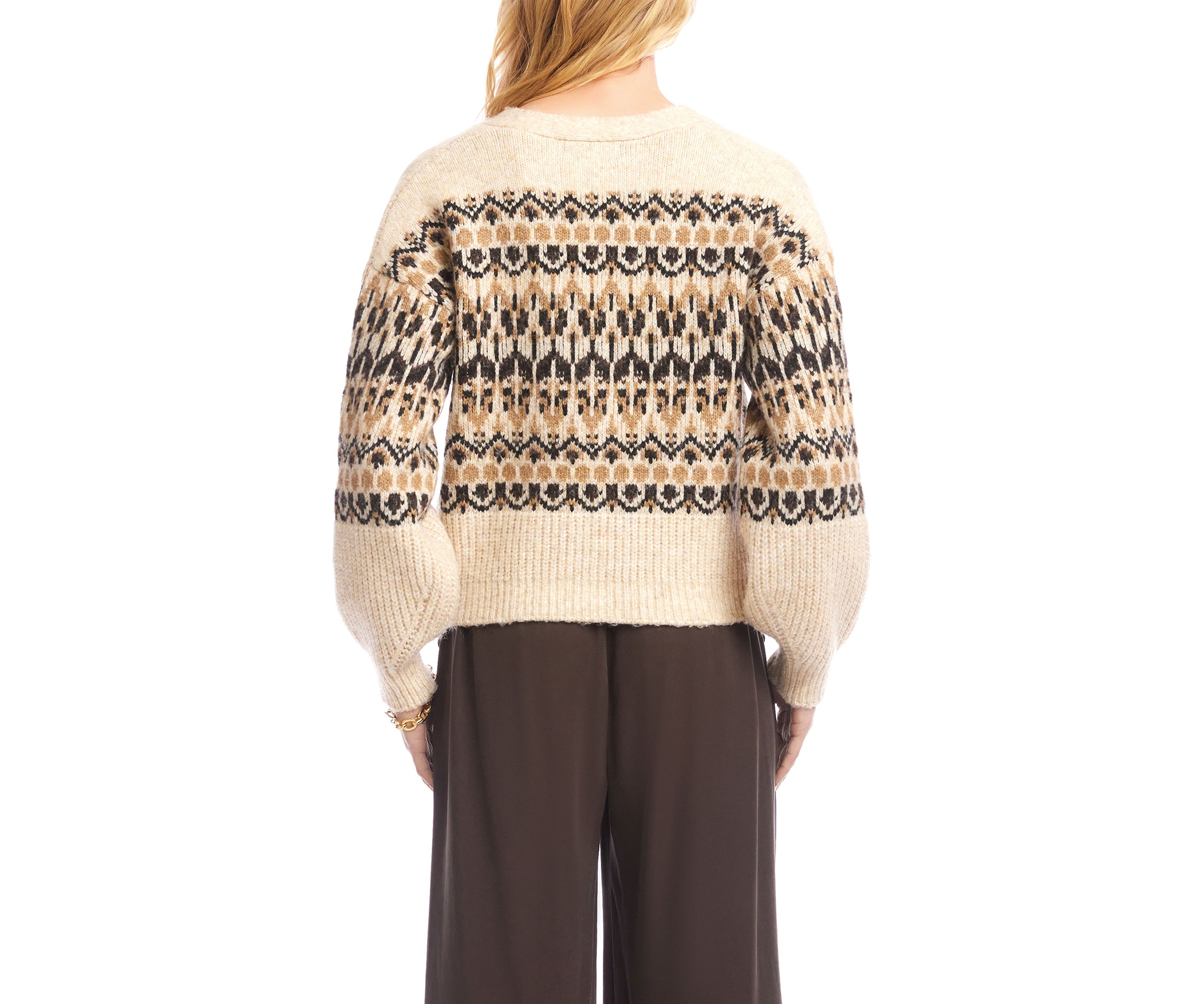 Womens Jacquard Cardigan Sweater