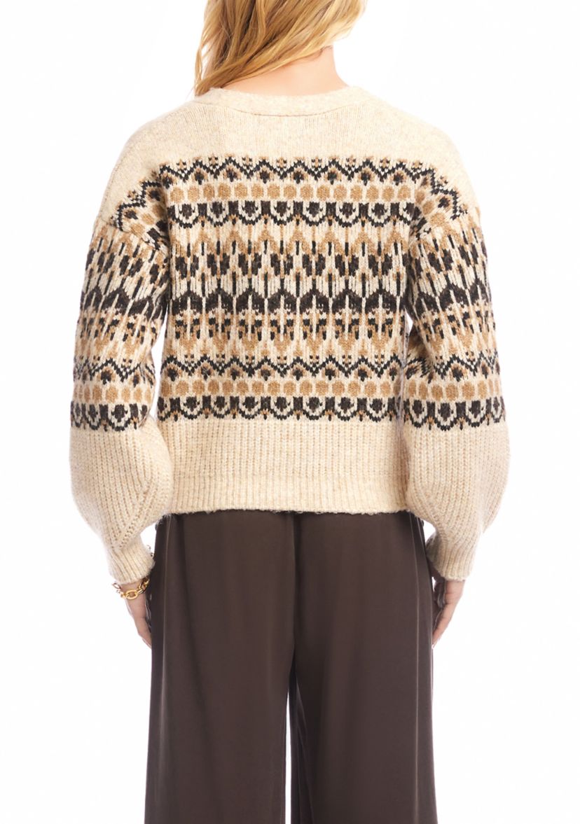 Womens Jacquard Cardigan Sweater