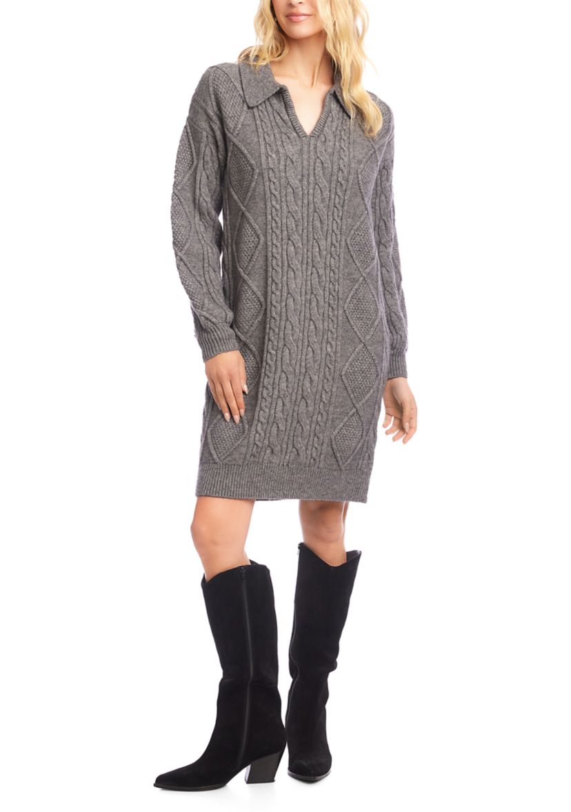 Womens Cable Knit Sweater Dress