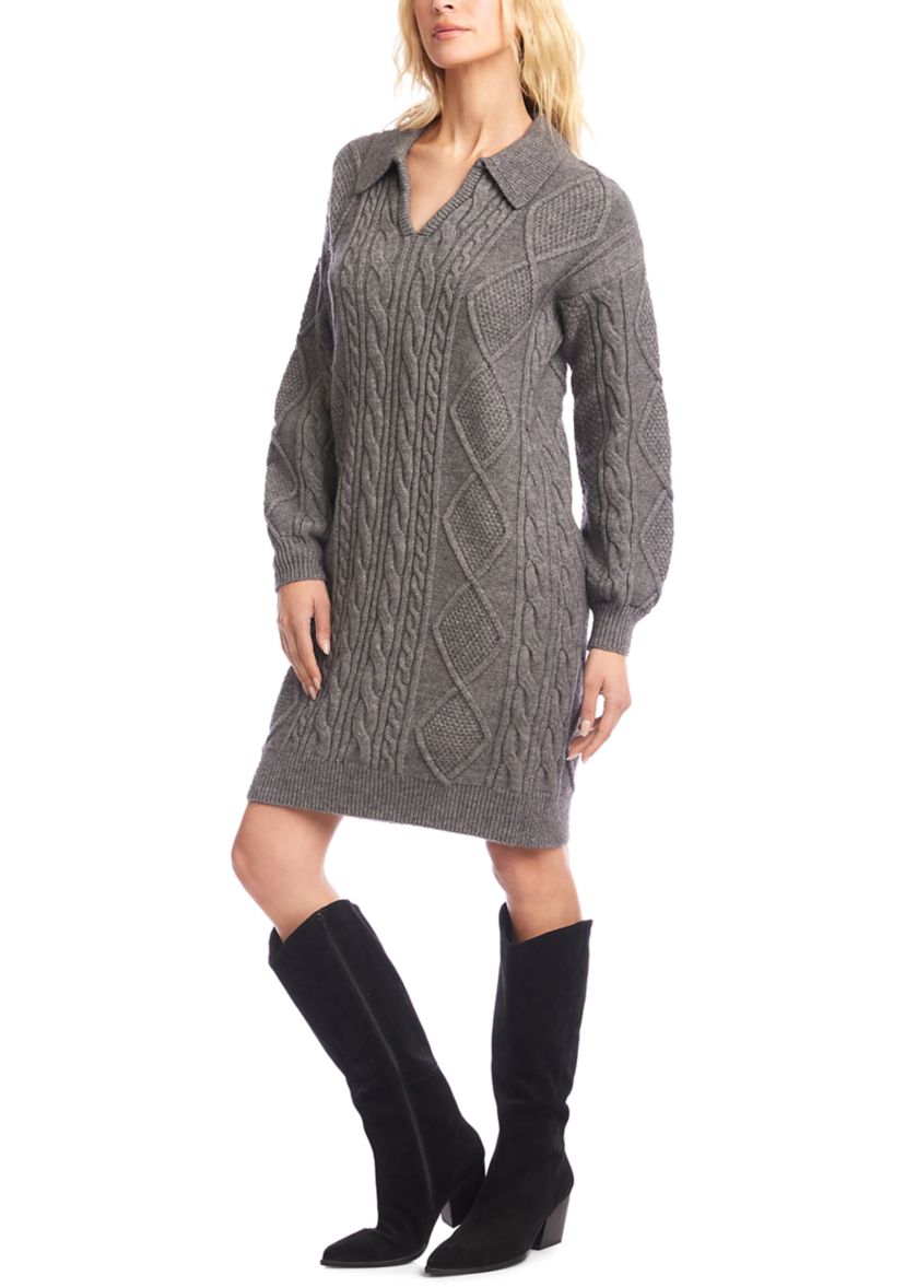 Womens Cable Knit Sweater Dress
