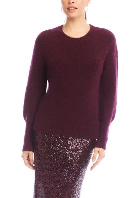 Karen Kane Women's Bouclé Blouson Sleeve Sweater, Medium