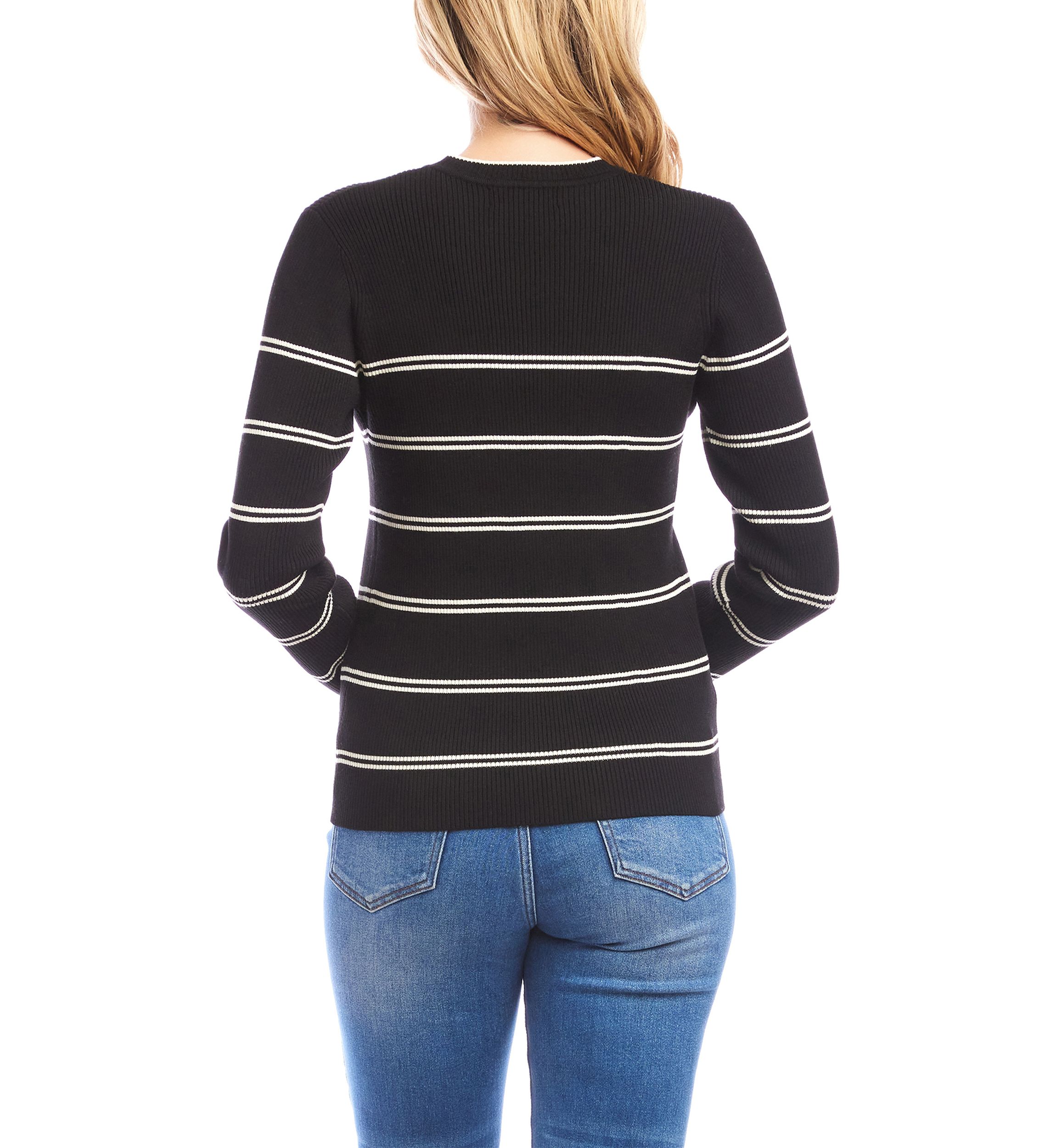 Womens Double Stripe Ribbed Sweater