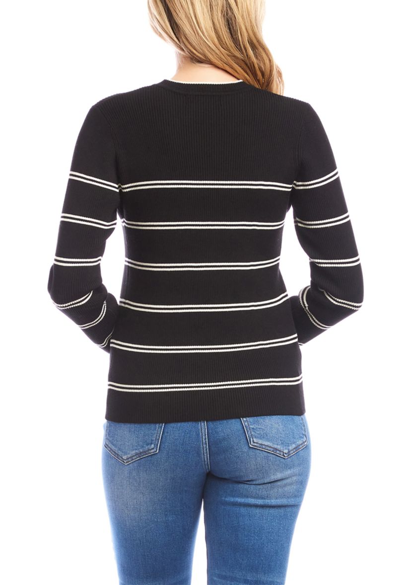 Womens Double Stripe Ribbed Sweater