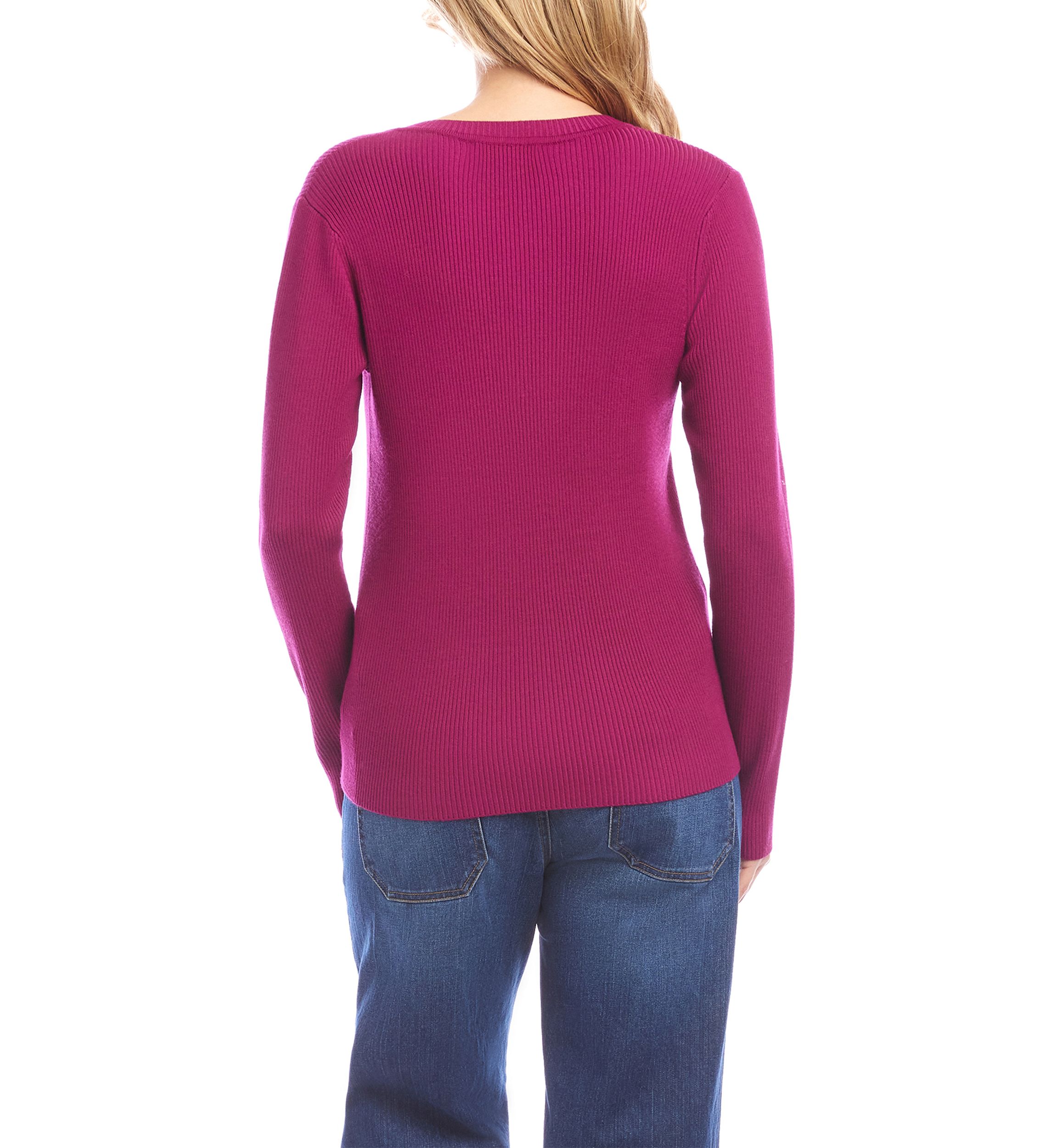 Womens Ribbed V-Neck Sweater