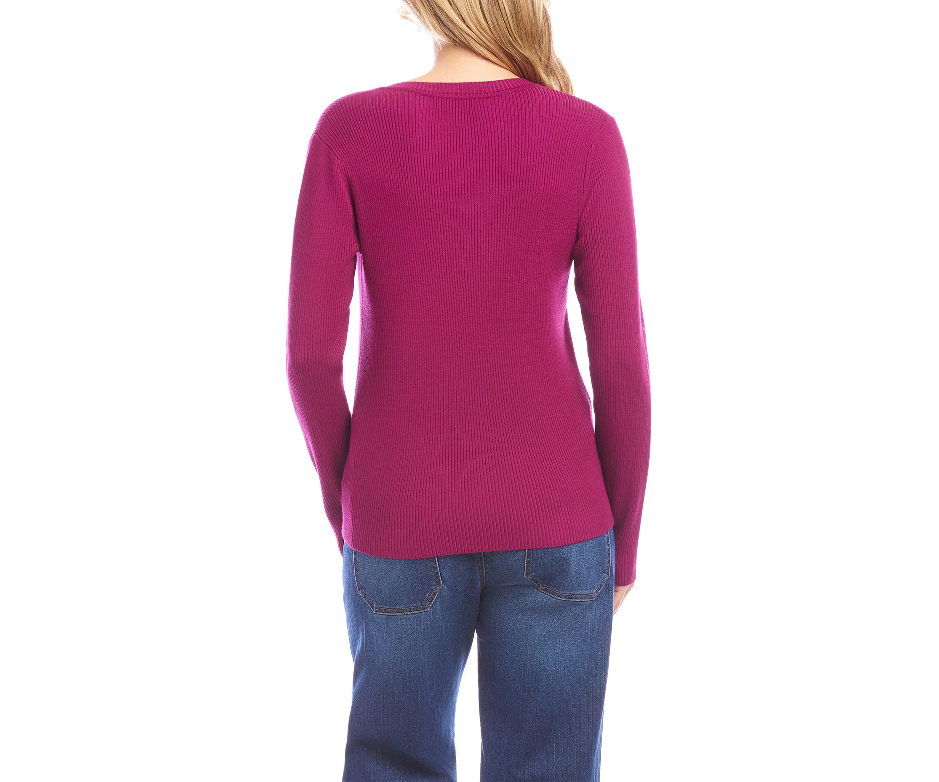 Womens Ribbed V-Neck Sweater