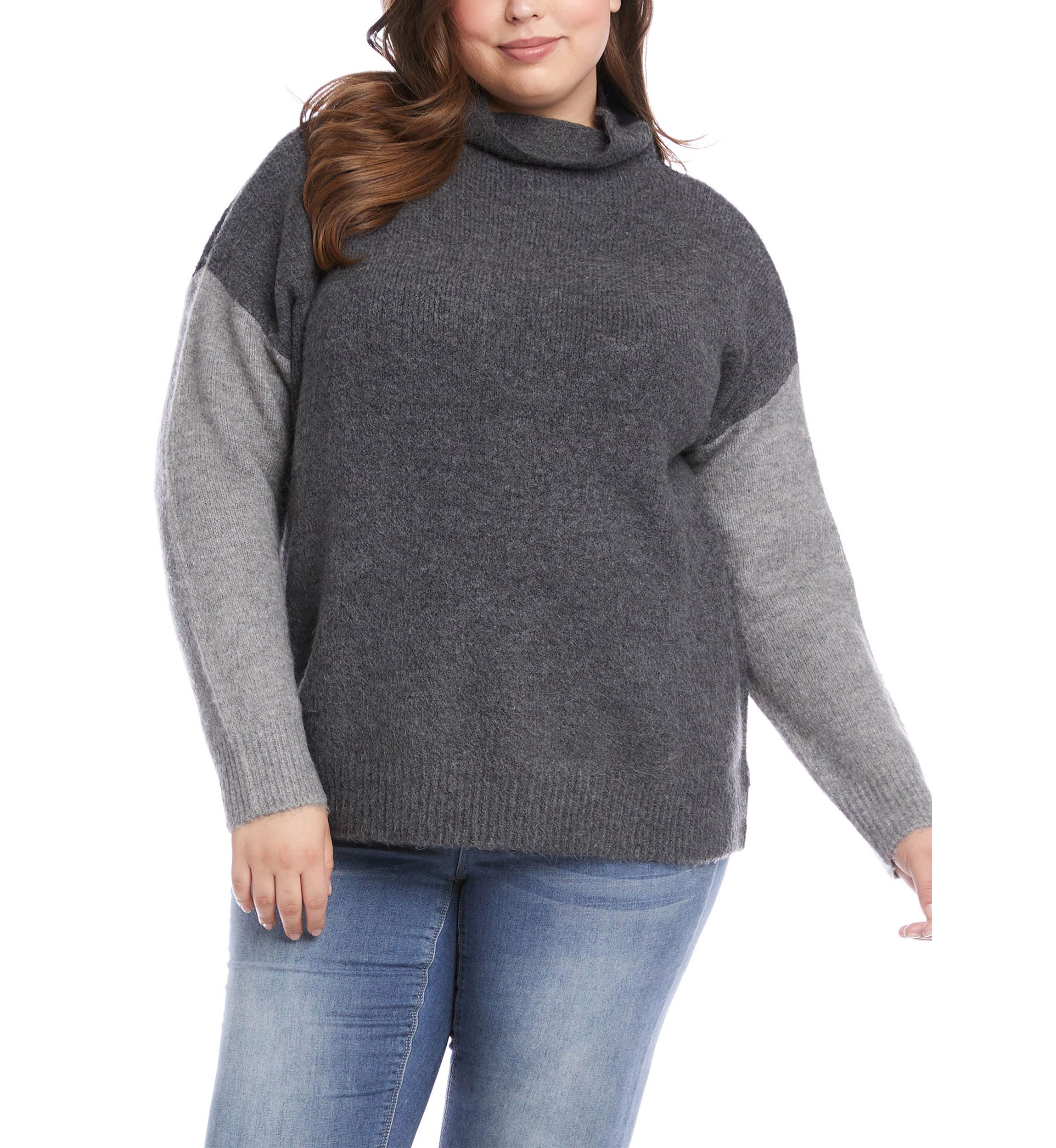 Plus Size Color Block Sweater 