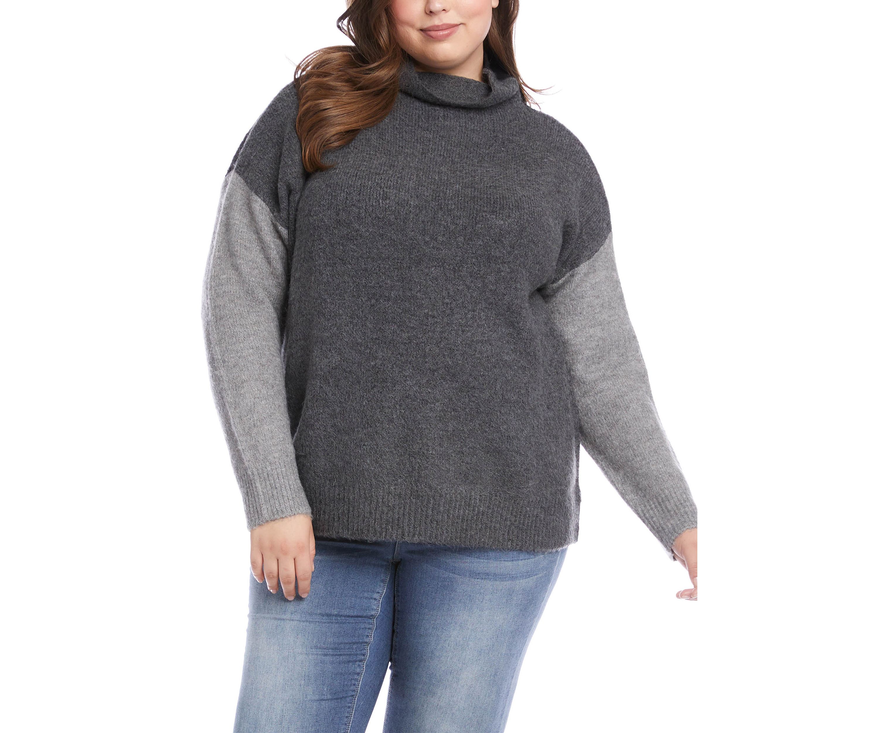 Plus Size Color Block Sweater 
