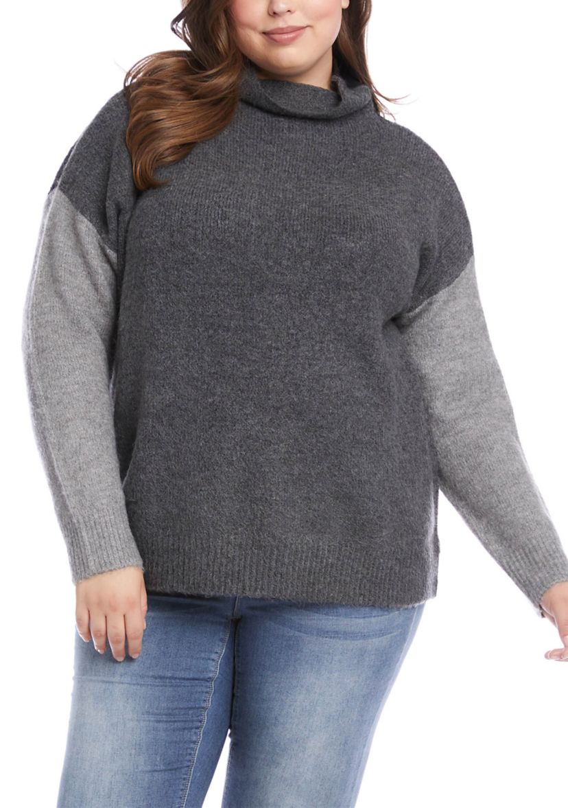 Plus Size Color Block Sweater 