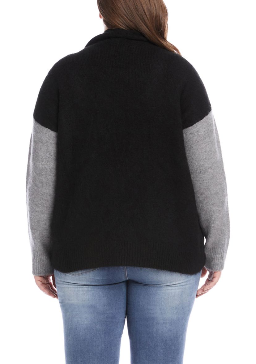 Plus Size Color Block Sweater 