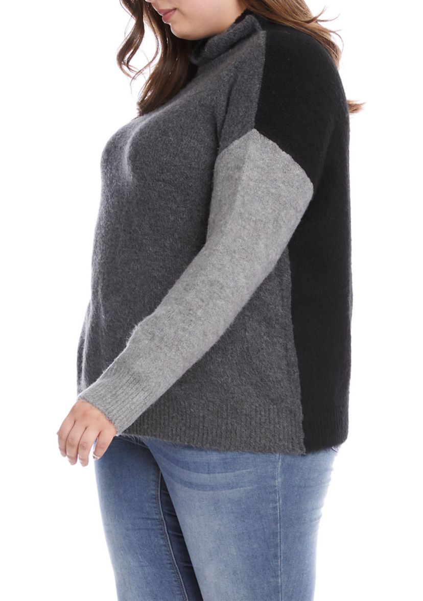 Plus Size Color Block Sweater 