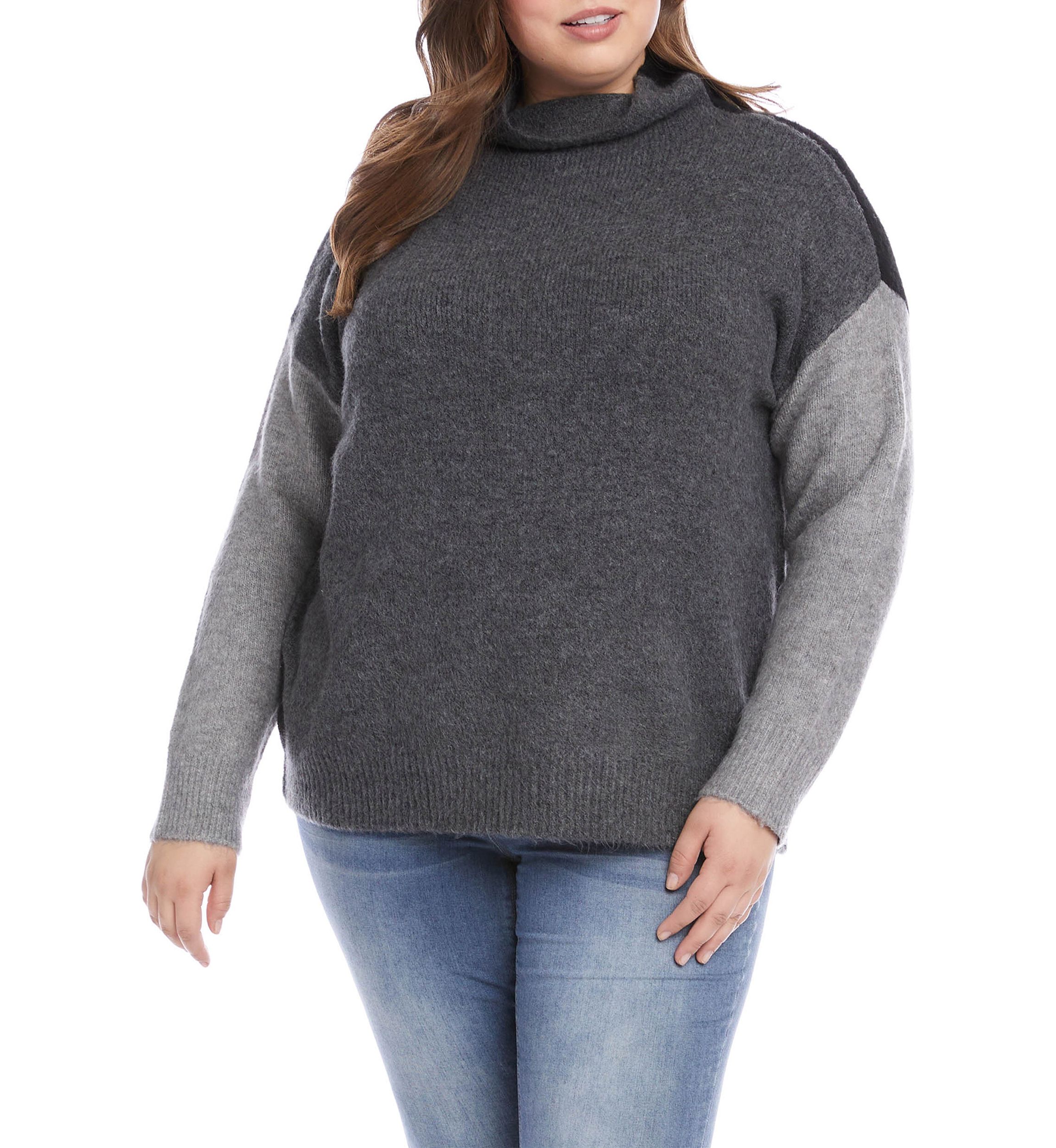Plus Size Color Block Sweater 