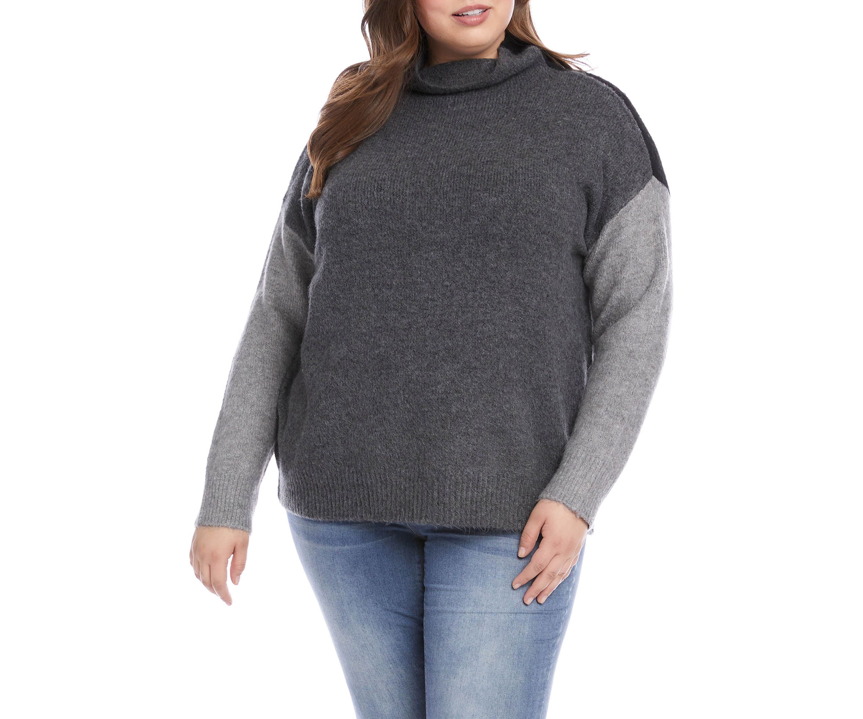 Plus Size Color Block Sweater 