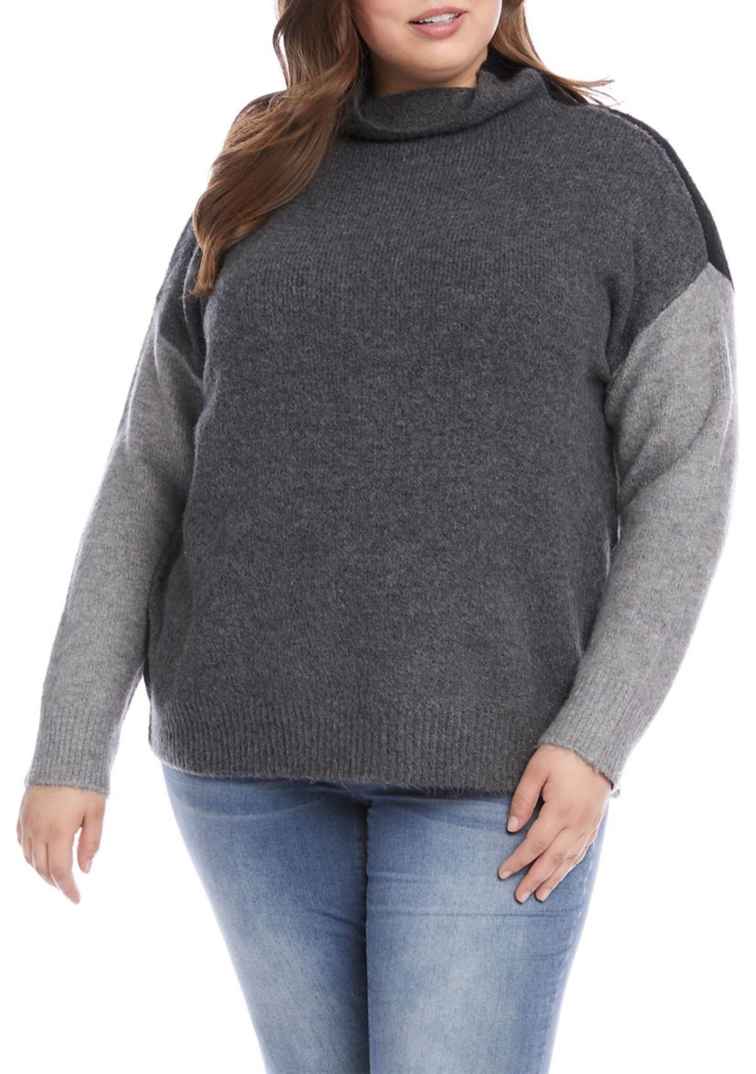 Plus Size Color Block Sweater 