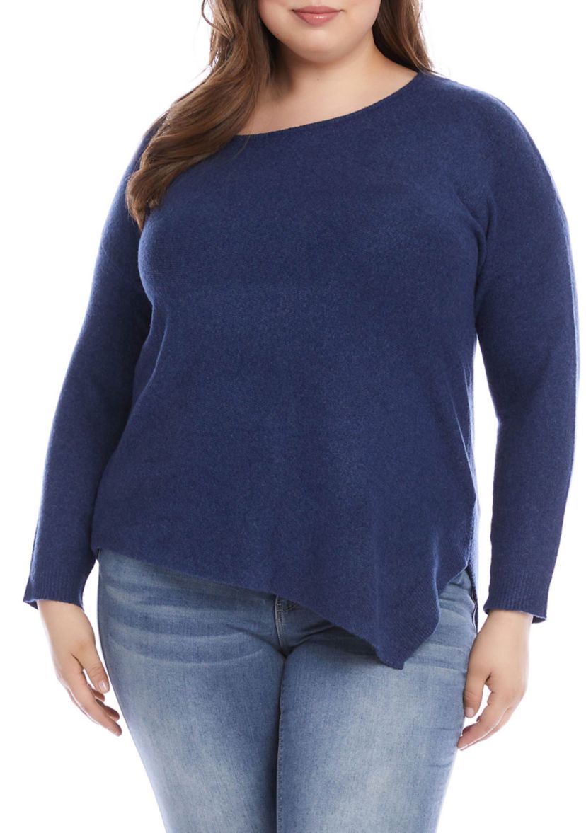Plus Size Asymmetric Hem Sweater