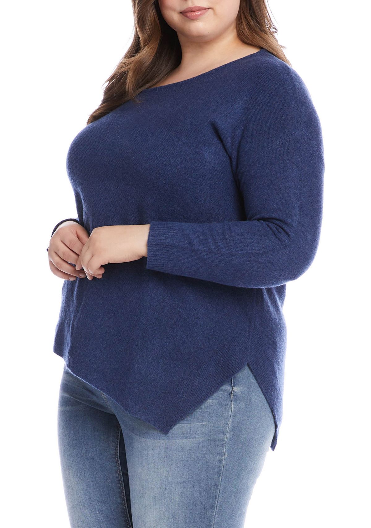 Plus Size Asymmetric Hem Sweater