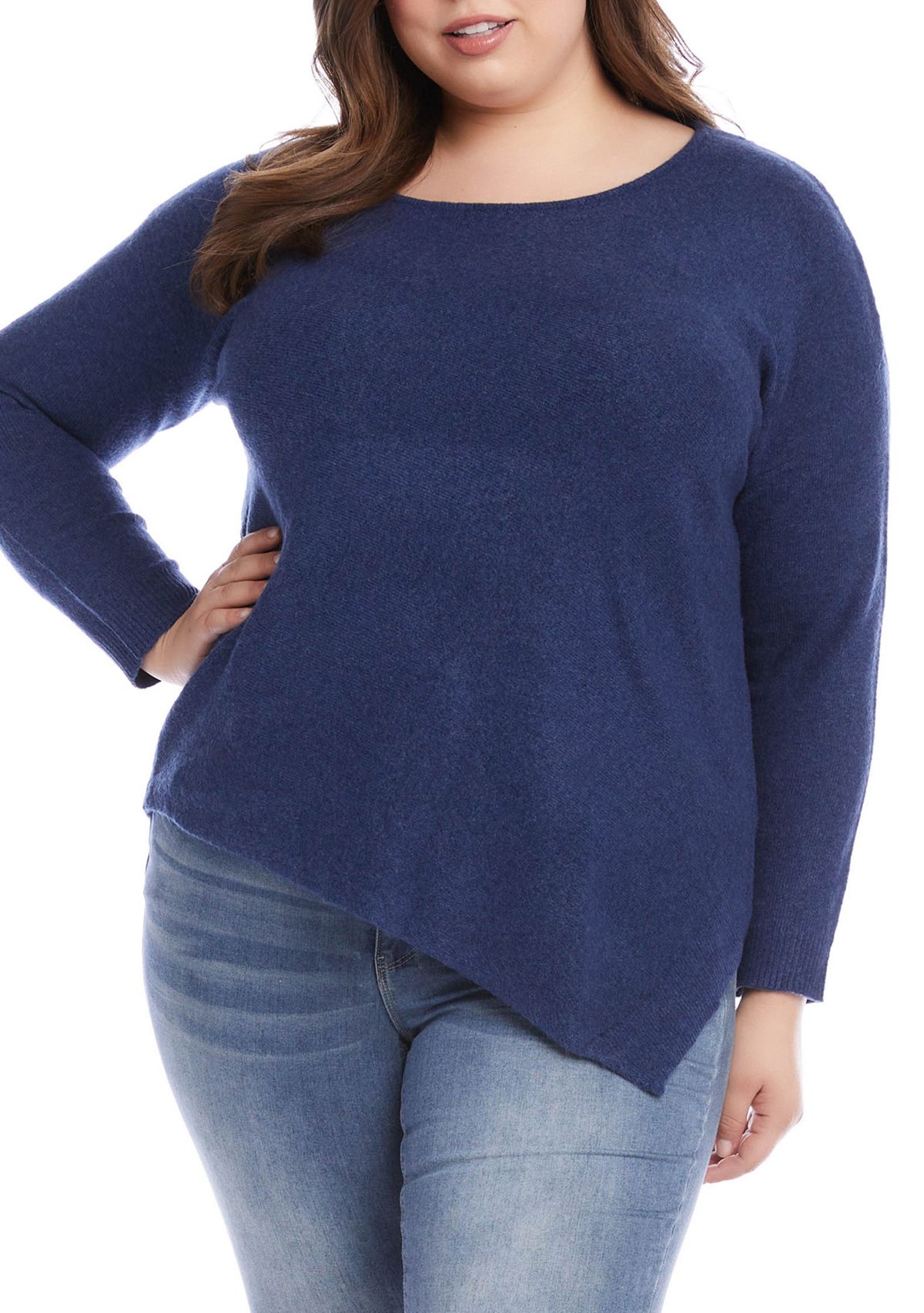 Plus Size Asymmetric Hem Sweater