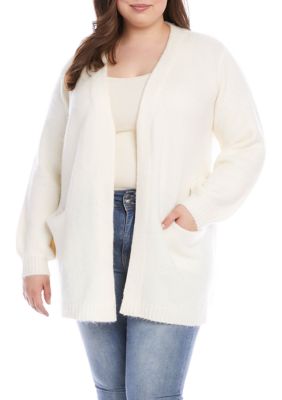 Women's plus size white cardigan outlet sweater