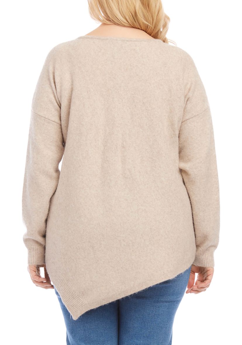 Plus Size Asymmetric Hem Sweater