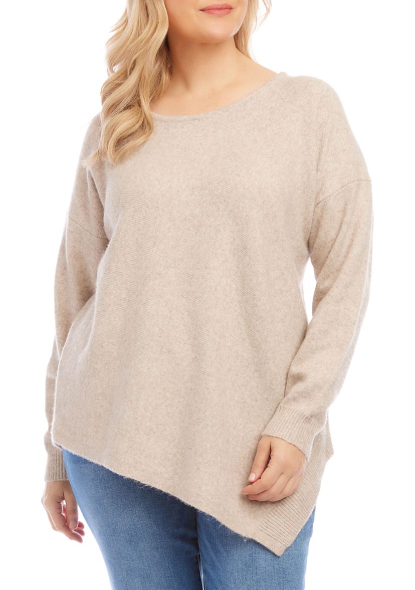 Plus Size Asymmetric Hem Sweater