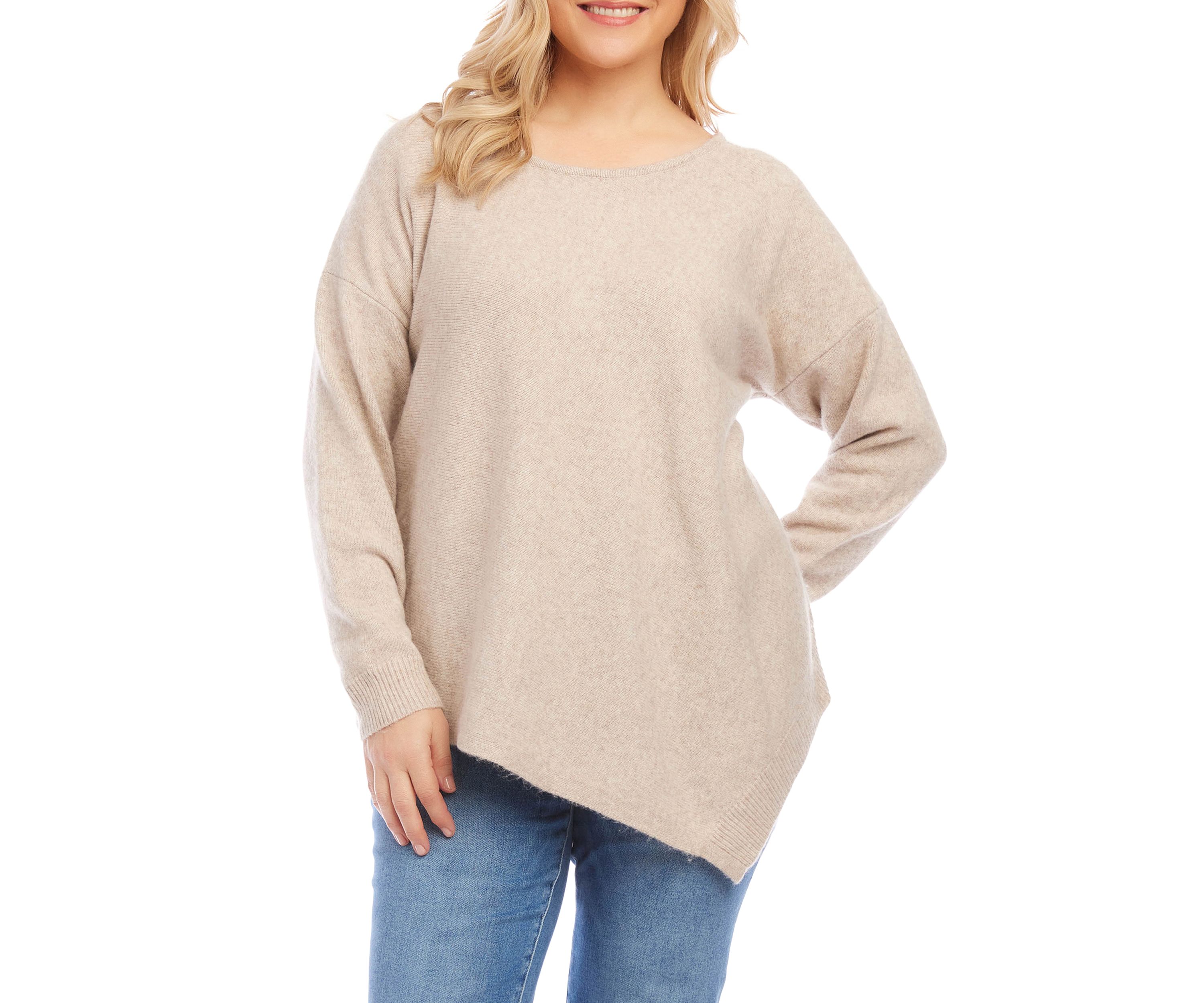Plus Size Asymmetric Hem Sweater