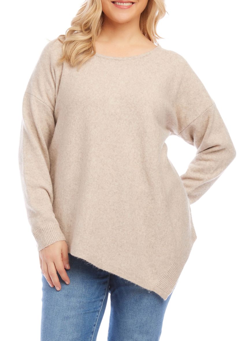 Plus Size Asymmetric Hem Sweater